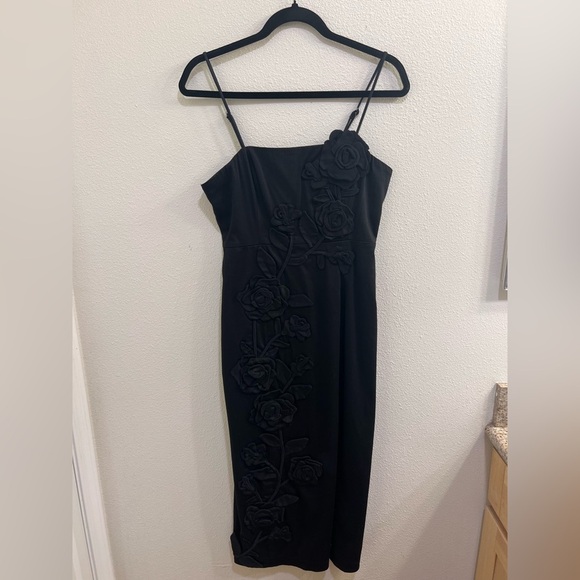 BHLDN Sleeveless 3D Floral Side-Slit Column Midi Dress - Picture 3 of 6